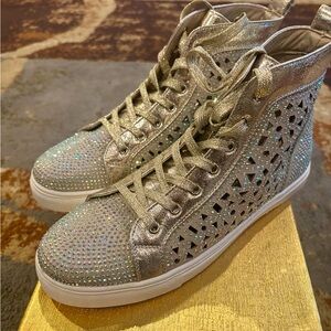 Sparkling Gold High-Top Sneakers (Size 9 US)